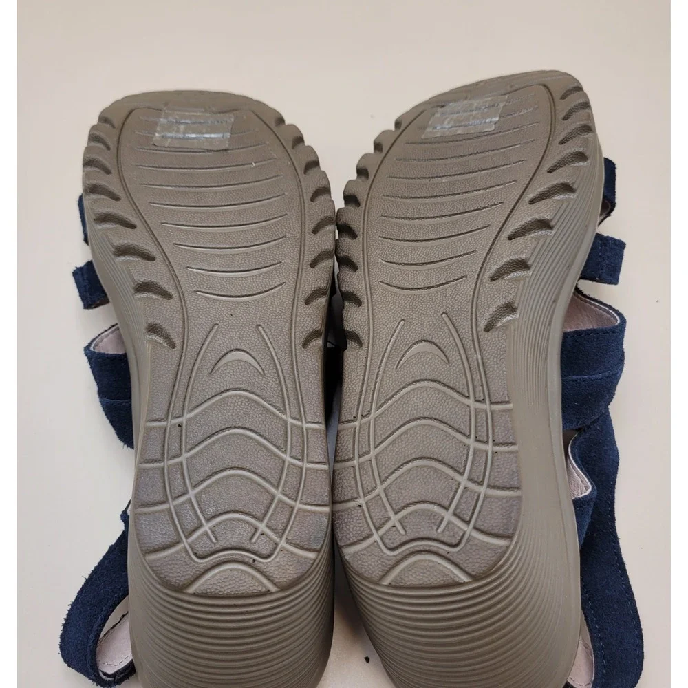 Skechers Navy Suede Wedge Slingback Sandals Womens 8.5M Strappy Memory Foam NWOT